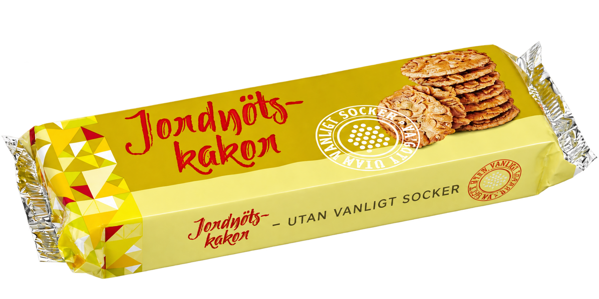 Vagott Jordnötskakor utan vanligt socker 175 g