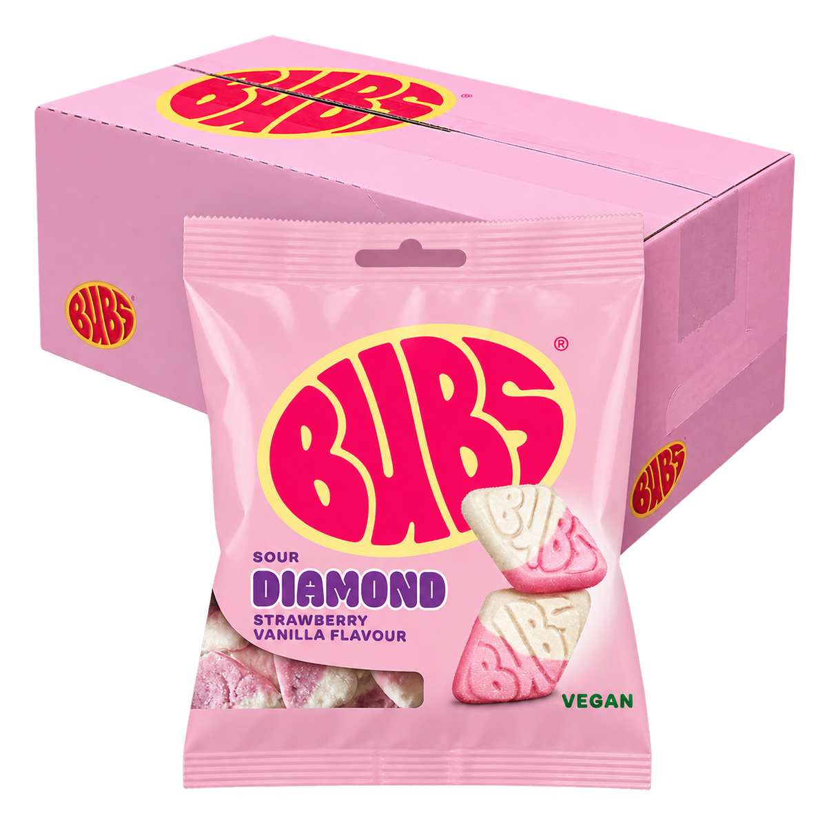 BUBS Sour Diamond Strawberry Vanilla 12 x 155 g