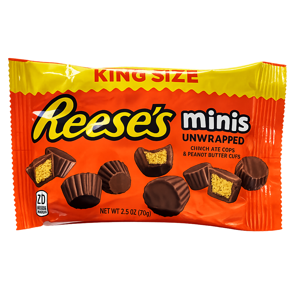Reese's Minis Uden indpakning, mælkechokolade og jordnøddesmør 70g