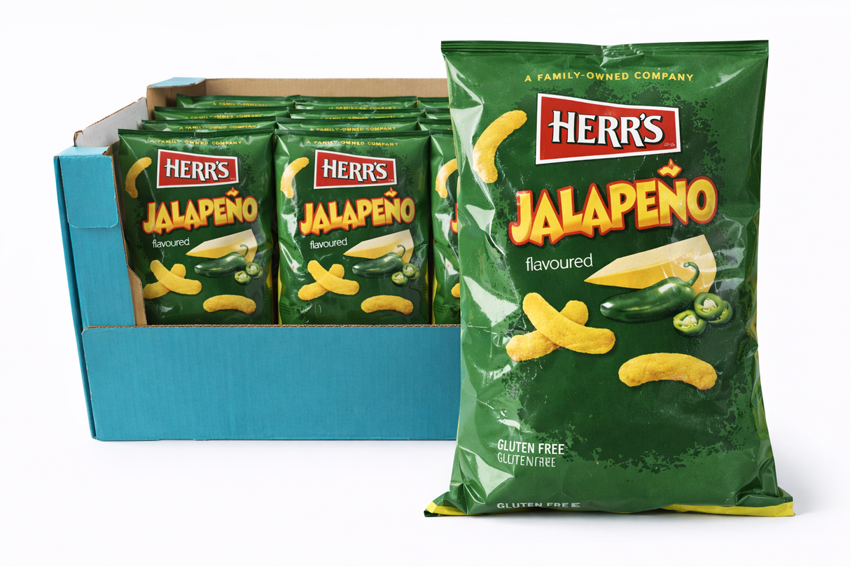Herr’s Jalapeño Cheese Curls 113g 12st Storpack Hel kartong