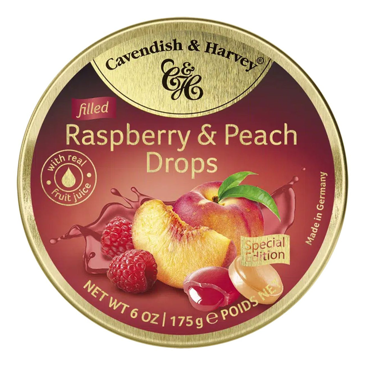 Cavendish Raspberry & Peach Filled Drops 175g