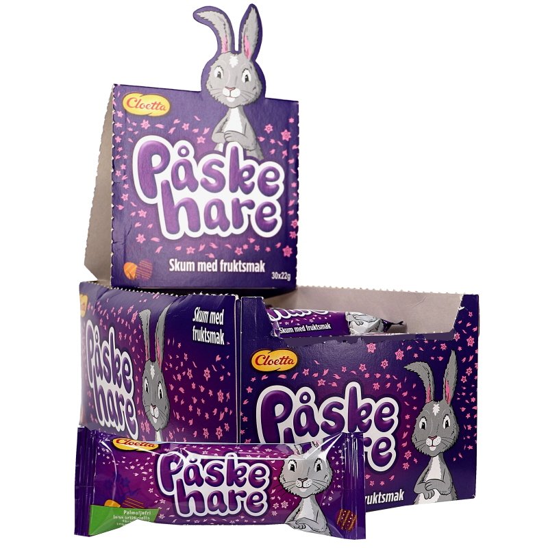 Påskhare Skum Med Fruktsmak 30 x 22g Cloetta Storpack Hel kartong
