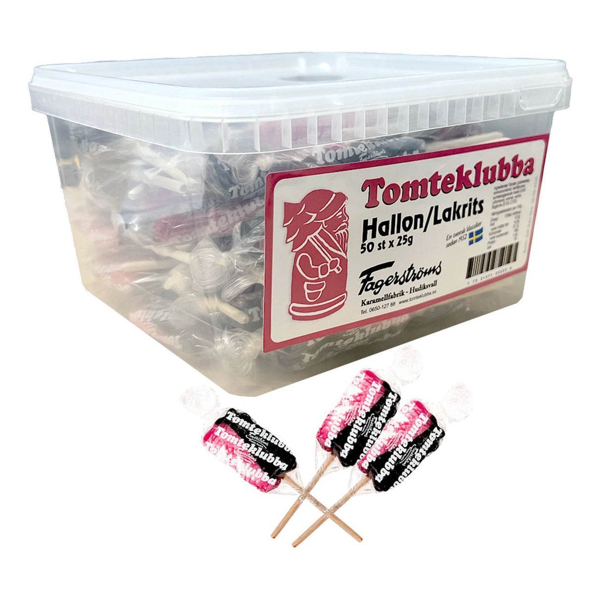 Tomteklubbor Hallon Lakrits 25g 50st Storpack