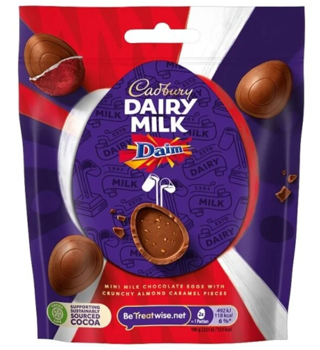 Cadbury Dairy Milk Daim Mini filled Eggs Bag 77g
