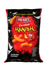 Herr's Carolina Reaper Cheese Curls 70g 18st Storpack Hel Kartong