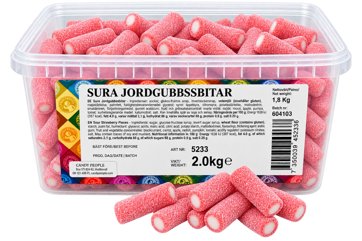 Sura Jordgubbsbitar 2 kg Storpack
