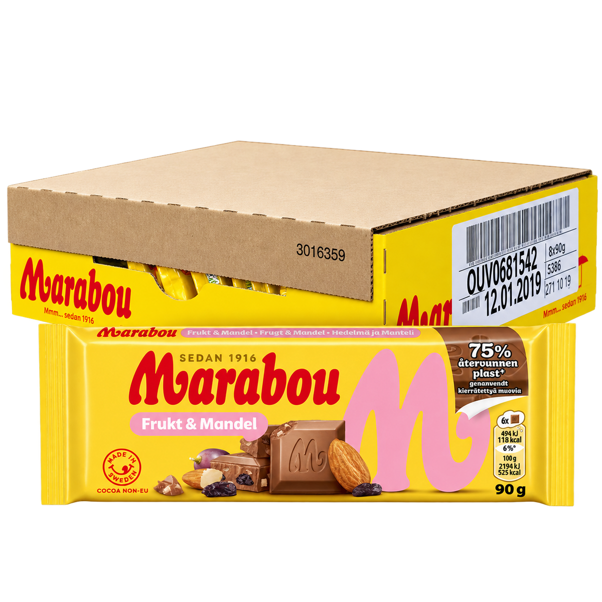 Marabou Mælkechokolade 90g 24stk