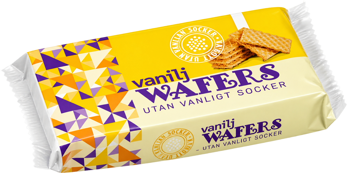 Vagott Wafers Vaniljsmak 125 g Utan vanligt socker