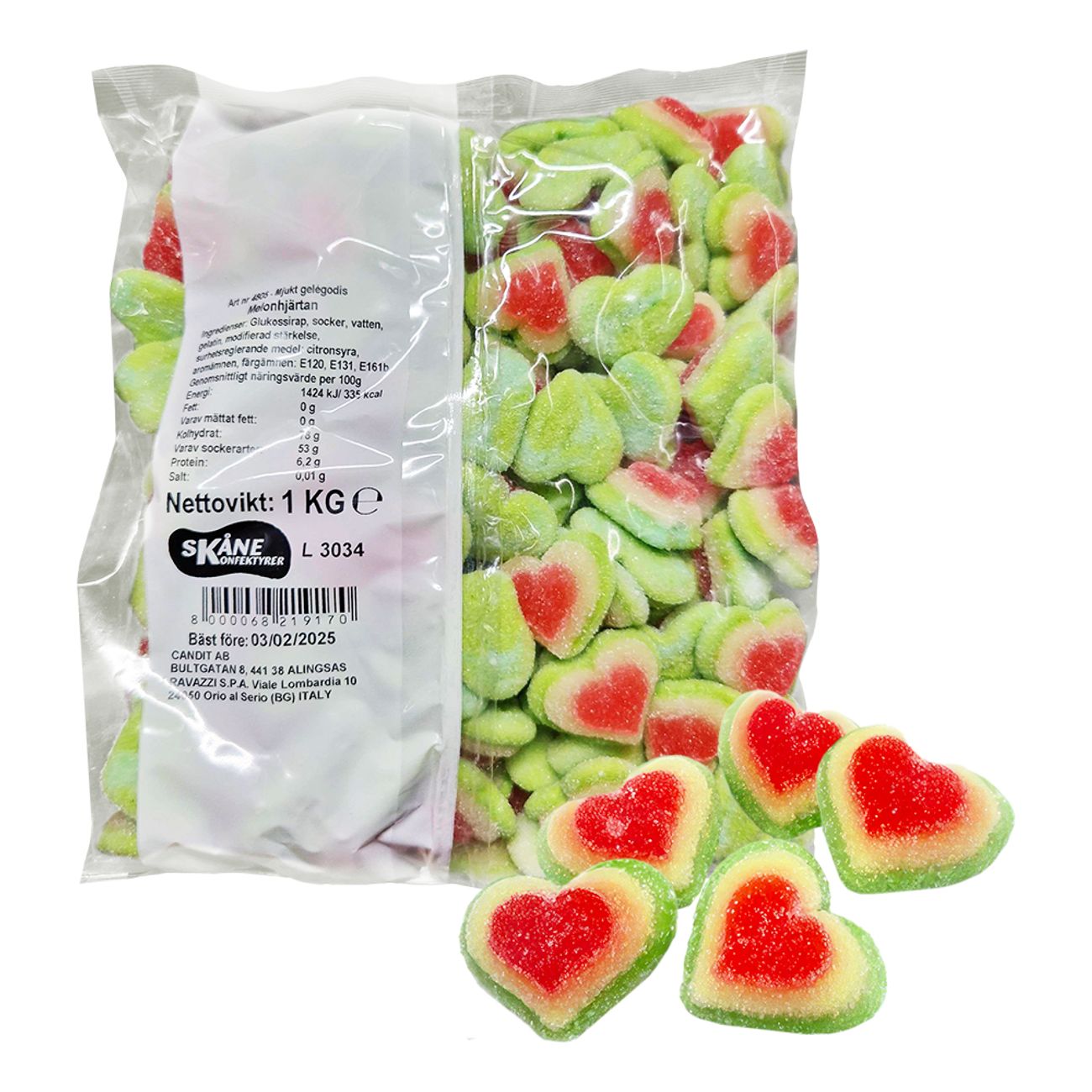 Melonhjärtan 1kg Skånekonfektyrer Storpack
