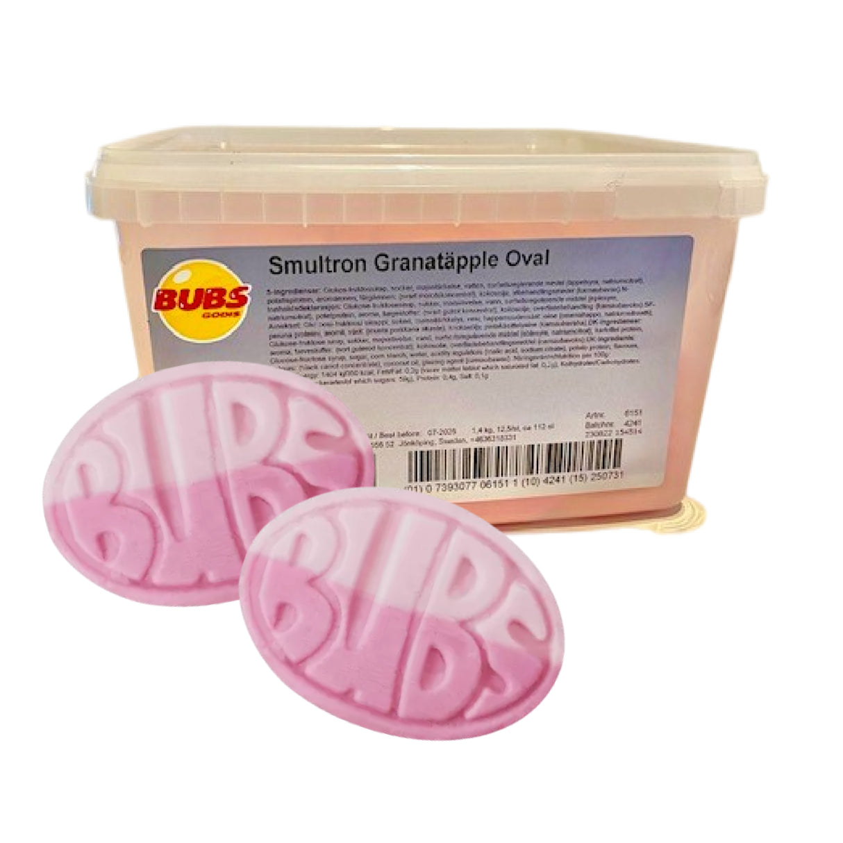 BUBS Smultron Granatäpple Oval 1400g Storpack