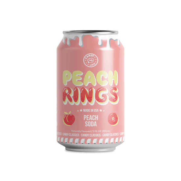 Candy Lips Peach Rings Soda 355ml 12st Storpack