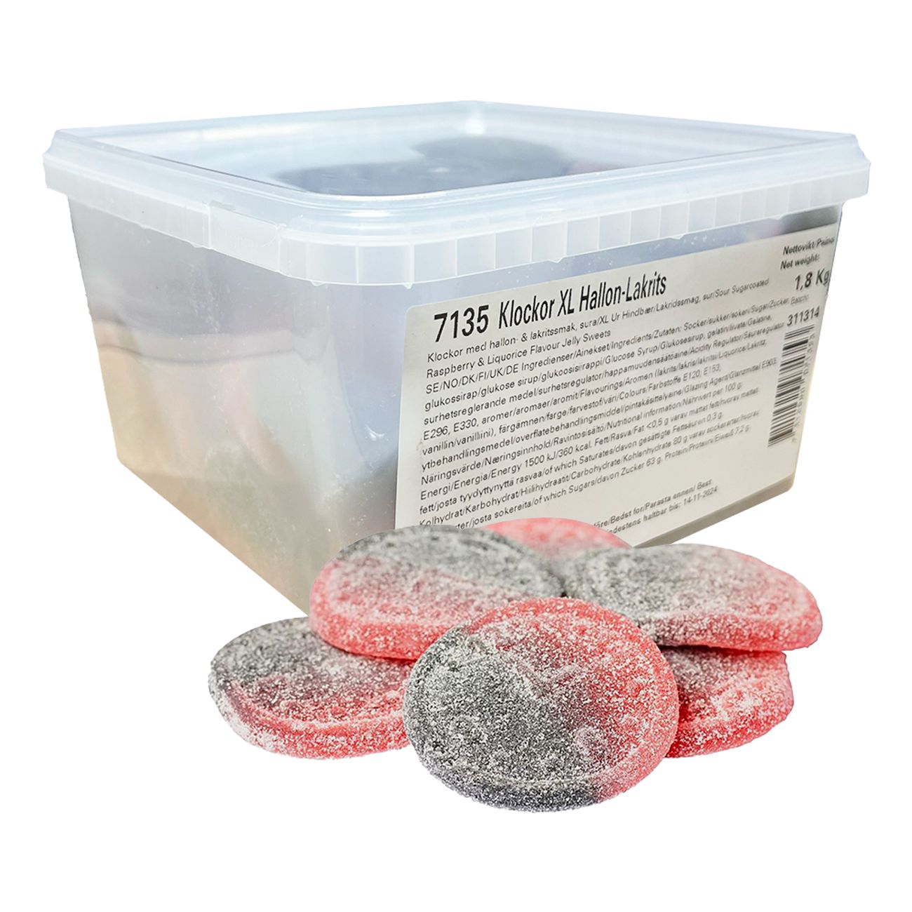 Klockor XL Hallon-Lakrits 1,8 kg Aroma Storpack