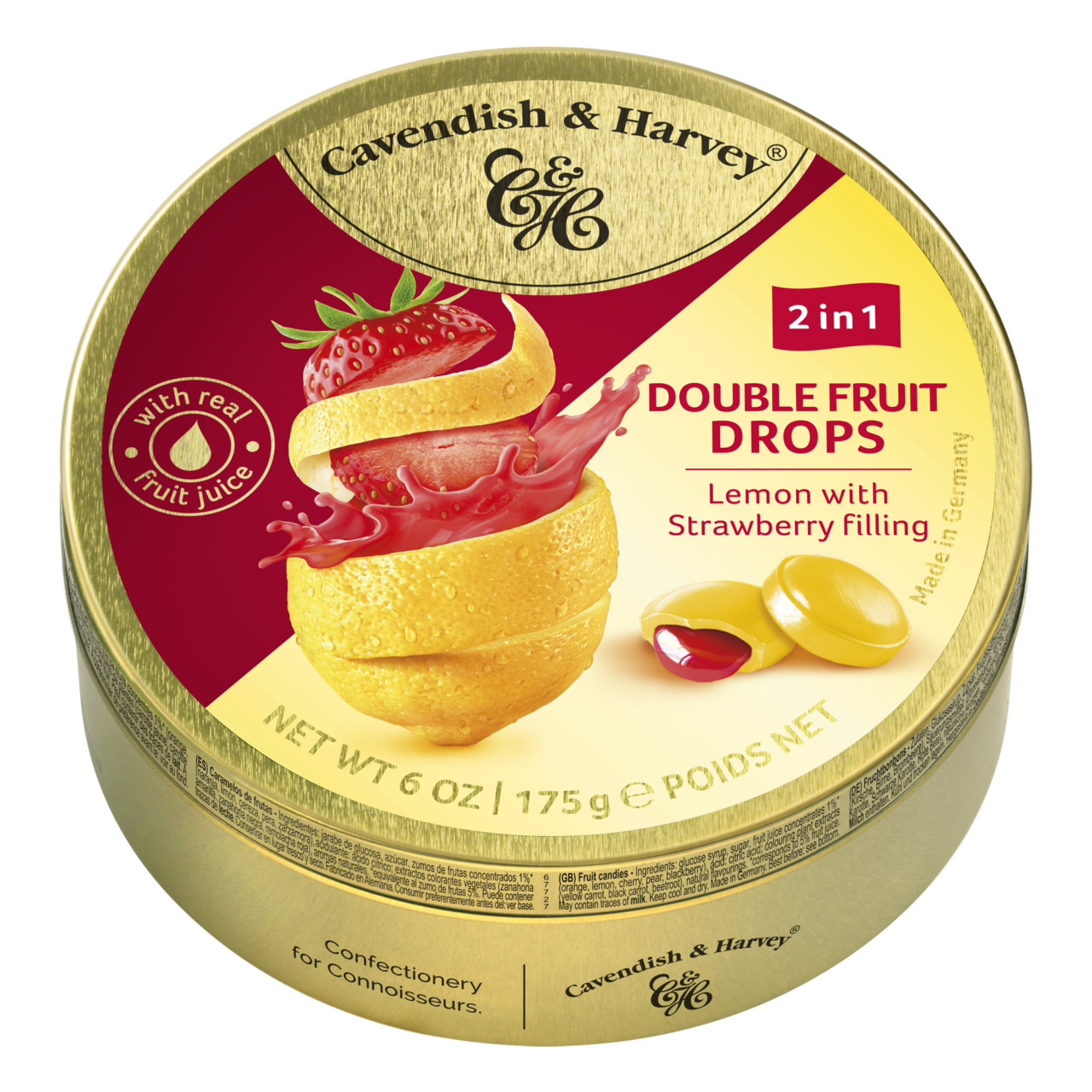 Cavendish Lemon Strawberry Drops filled 175g