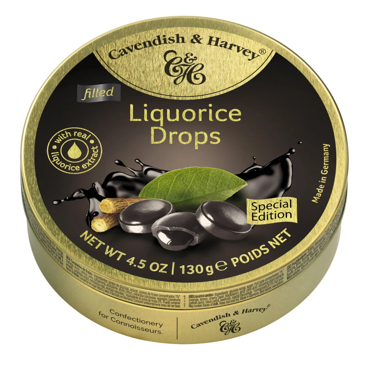 Cavendish Liquorice filled Drops 130g
