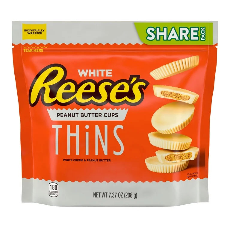 Reeses White Peanut Butter Cups Thins Storpack 208g