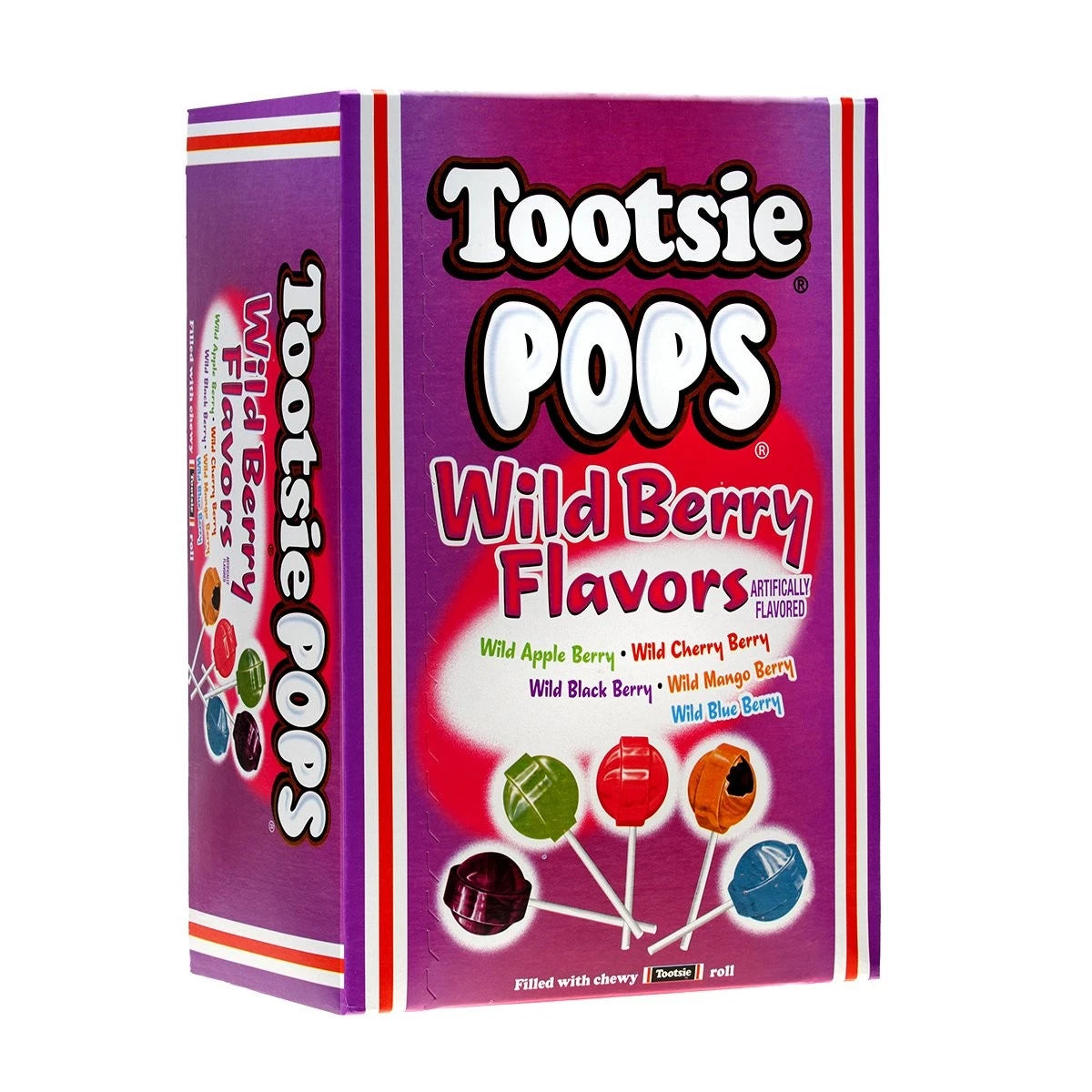 Tootsie Pops Wild Berry Mix 100st, Filled with chewy Toptsie Roll