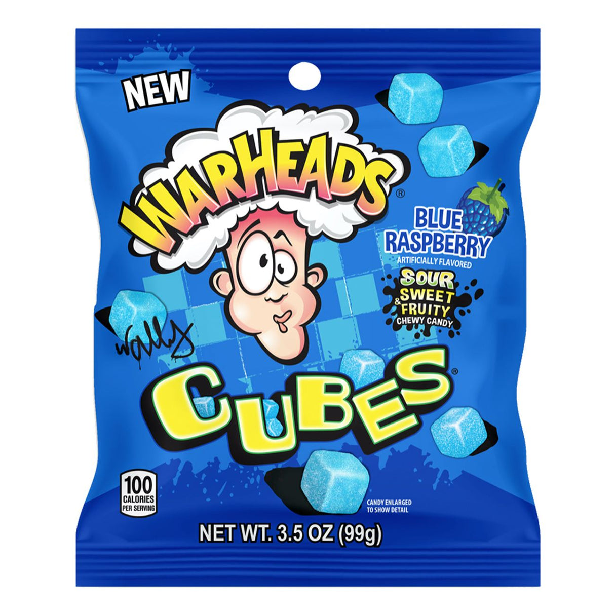 Warheads Blue Raspberry Cubes 99g